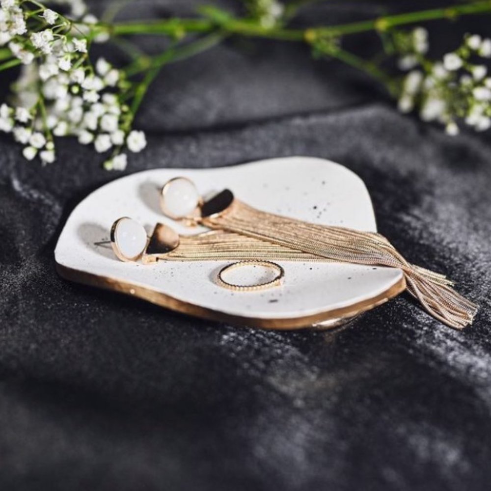 Handmade White and Gold Trinket Dish